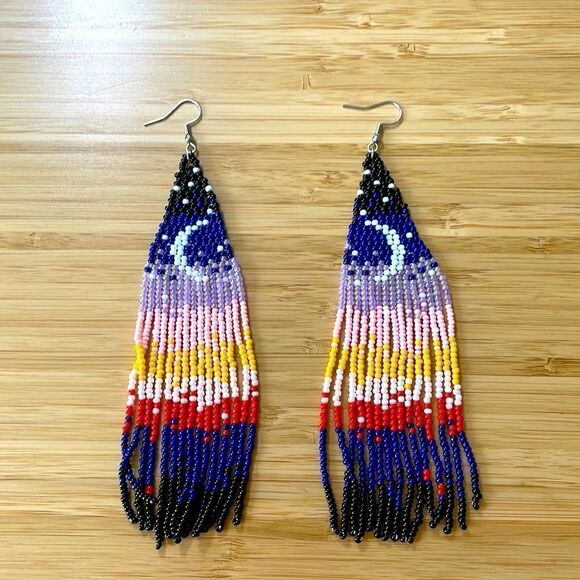 None Jewelry - Colorful Bohemian Beaded handmade Tassel Pendant Dangle Earrings